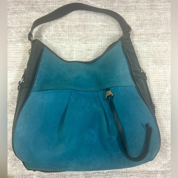 AIMEE KESTENBERG Blue Nubuck & Black Leather High Riser Hobo Medium Shoulder Bag - Picture 3 of 9